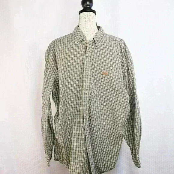 Men's Carhartt green/white check long sleeve button down collar shirt size XL - Picture 2 of 16